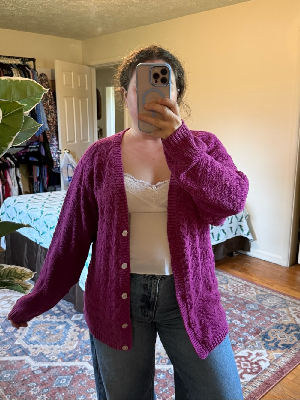 Honors Apparel vintage magenta knit cardigan